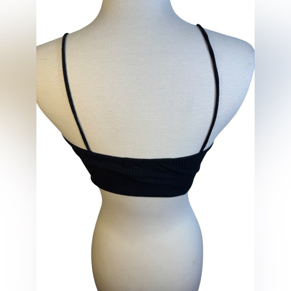 FP Beach Black Ribbed Button-Up Crop Top - Picture 2 of 5